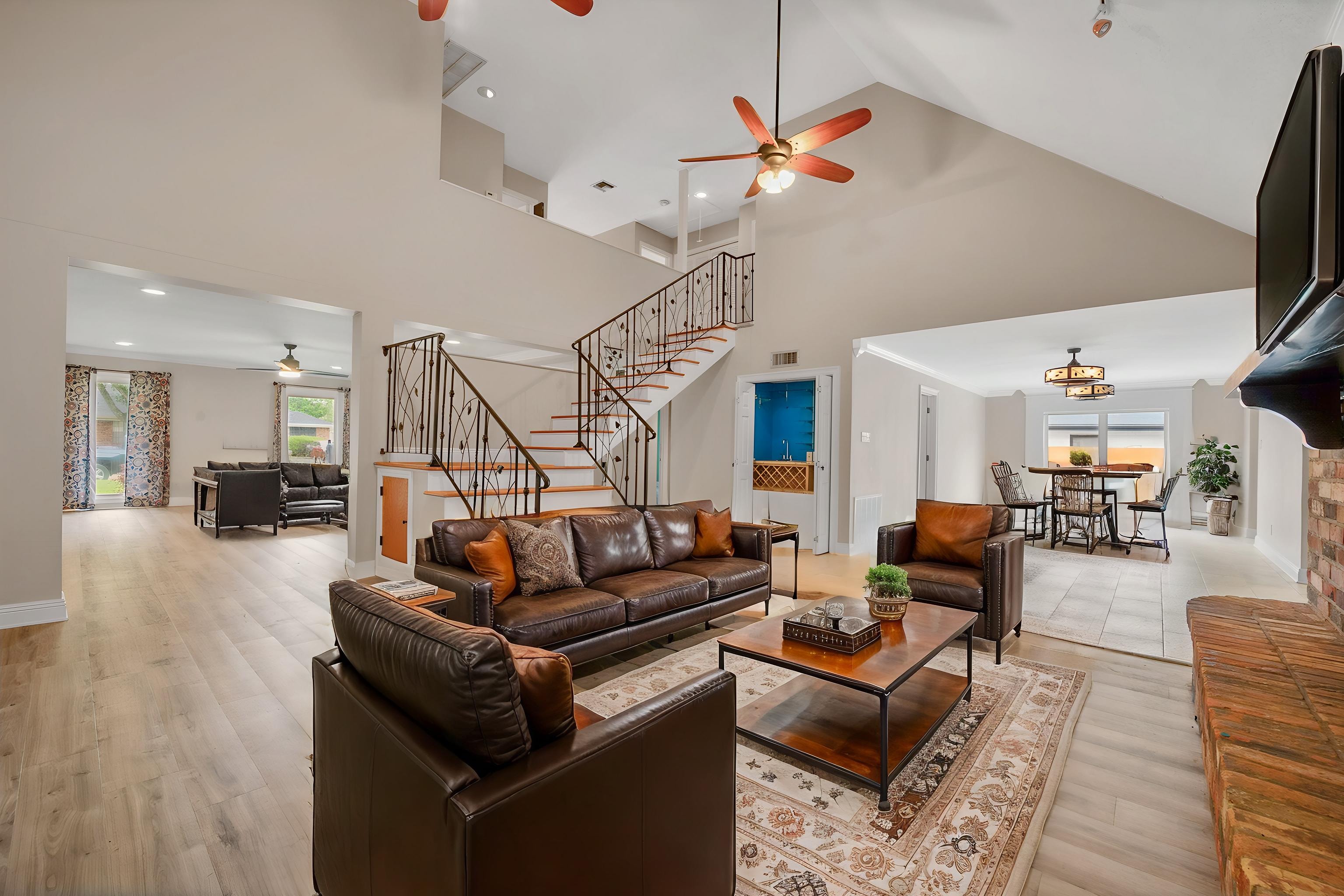 Virtually staged living room with modern furnishings