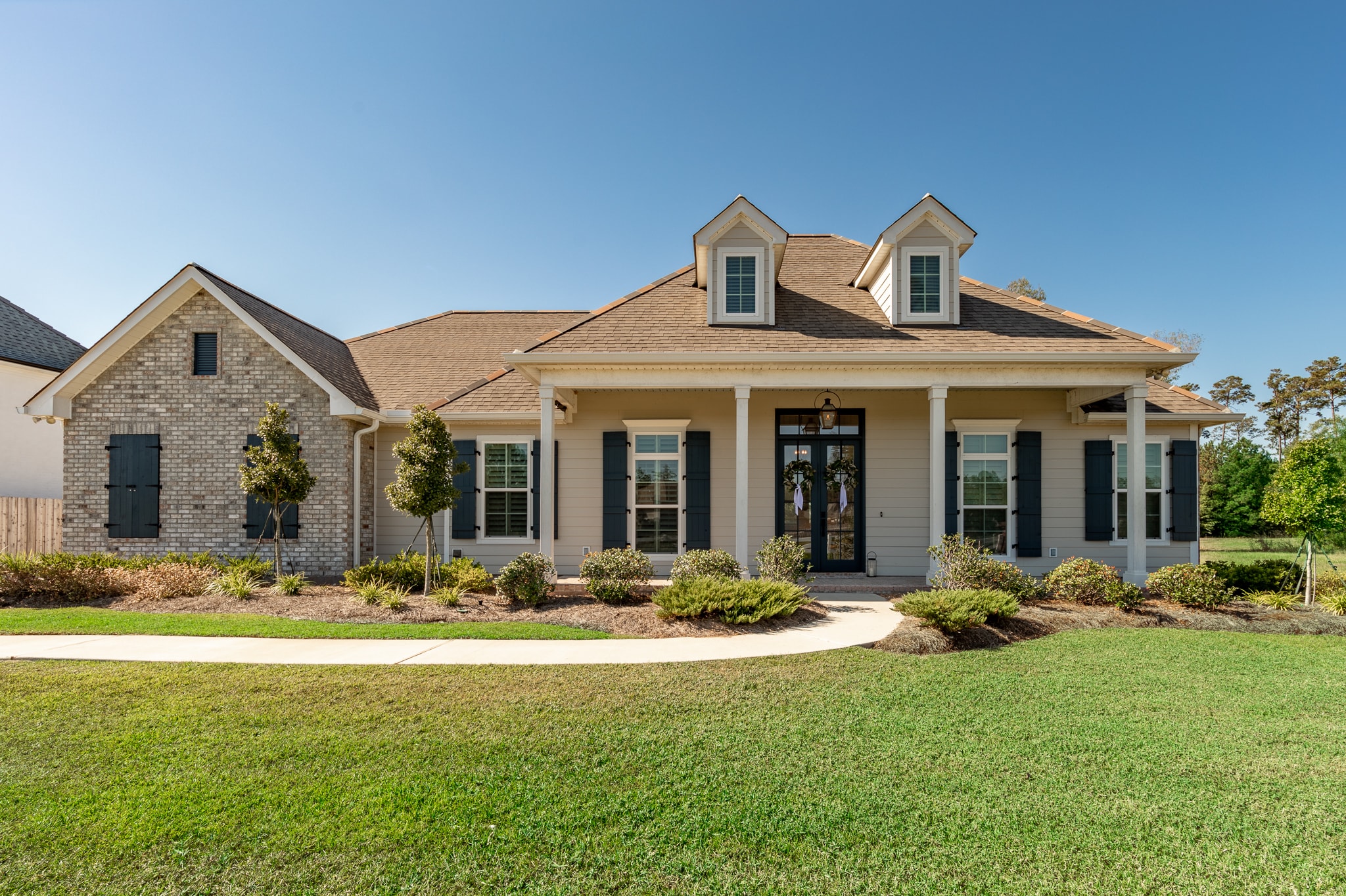Modern farmhouse exterior with front porch